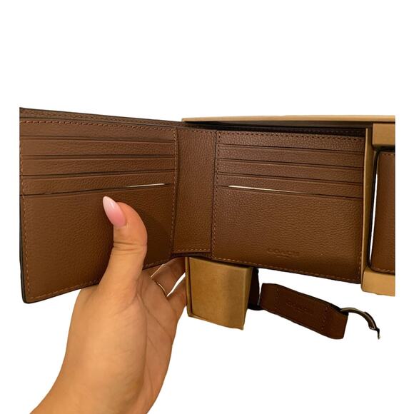 NIB / NWT COACH Men Unisex Brown Gift Set of 3 Wallets Keychain - Picture 2 of 9